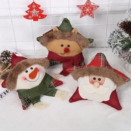 Christmas Toy Supplies Cute Star Stuffed Throw Pillow Cartoon Santa Reindeer Snowman Pattern Sofa Back Cushion Hugging Home Decor 220924