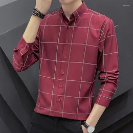 Männer Casual Hemden YASUGUOJI Frühling 2022 Herren Business Langarm Hemd Kariert Männlich Social Kleid Für Mann Camisas Para Hombre