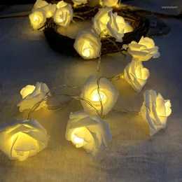 Streifen LED String Licht Rose Blume Batterie Power 2,5 M 5M Romantische Hochzeit Party Weihnachten Schlafzimmer Wohnkultur Ins PO Prop Mädchen Geschenk