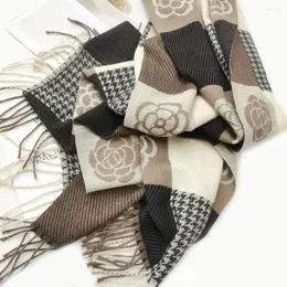 Basker varm halsduk kvinnor kashmir sjal wrap vinter filt halsdukar l￥ng stal pl￤dtryck kvinnlig foulard 2022