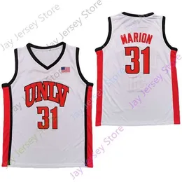 Mitch 2020 New NCAA UNLV Rebels Jerseys Shawn 31 Marion College 농구 저지 화이트 사이즈 청소년 성인 모두 스티치
