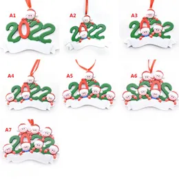 クリスマスツリーパーソナライズされたオーナメント樹脂diy名クリスマスツリーハンギングペンダント2022ファミリー1-7ヘッド
