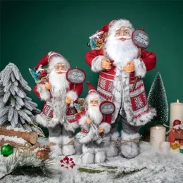 Świąteczne materiały zabawek stojące Santa Doll Prezent 60 cm śnieg z ozdobami drzew fanów do dekoracji dekoracji domu 220924