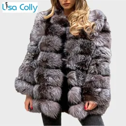 Womens Fur Faux Women Winter Elegant Natural Artifical Coat Jacket Long Sleeve Black Overcoat Female Outwear 220927