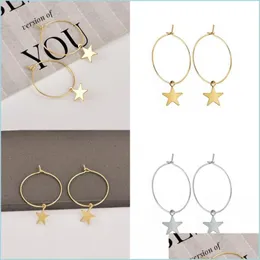 Hoop Huggie Five Winted Star Kolczyki Women Street Fashion Gold Sier Sier Trend Ear Hoop Pierścień Biżuteria Prostota Drop dostawa 202 Dhgie