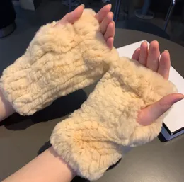 CH Designer Rękawiczki skórzane rękawice panie króliczne futr