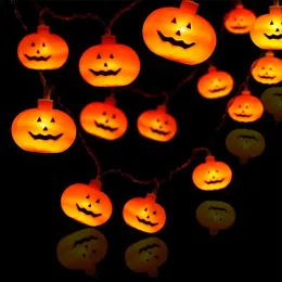 Cadılar Bayramı Balkabağı LED String Lights 20 LED 9.84ft 8 Mod Timer Su Geçirmez Turuncu Jack-O-Lantern USBBATTERY KULLANIM DOĞRU OLAN TEMLEŞİK IŞIK DIŞ DEVAK DEVET