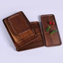 DHL Rectangle Black Walnut Plates Delicate Kitchen Wood Fruit Vegetable Bread Cake Dishes Multi Size Tea Food Snack Trays FY5566 P0927