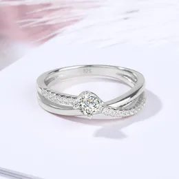 Cluster-Ringe, zertifizierter 4-mm-Moissanit-Ring, massives Silber 925, Ehering, Trend, zarter Labordiamant, Schmuck für Frauen, hohe Qualität