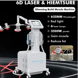 전문 EMSLIM 6D 레이저 슬리밍 머신 체중 감량 지방 감소 다이오드 레이저 532NM 635NM 근육 건물 및 자극기 트레이너 트레이너 엉덩이 리프트 뷰티 뷰이 장비