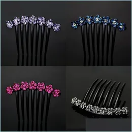 Fermagli per capelli Barrettes Strass Pettini per capelli in plastica Fiori Lucido K Pettine Donna Lady Fashion Accessori per capelli a forcina Regali per gioielli 3 Dhcew