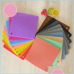 Mats Pads Square Heat Resistant Pot Mat Thicken Sile Bowl Pad Holder Insation Table Placemat For Countertop Trivet Drop Delivery 202 Dhrxc