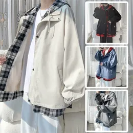 Men's Jackets Privathinker Korean Black White Plaid Men Hooded Jacket Harajuku Man Oversized Coats Spring Male Casual Outwears Clothing 220927