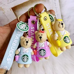 Key Ring Chain Bag Pendant Cute Cartoon Shaped Mugg Cup Coffee Dock Lovers Valentine Day Gift Wedding Party Favors C0927