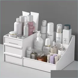 Organización de almacenamiento de baño Organizador de maquillaje de gran capacidad Caja de cosméticos Joyería Contenedor de esmalte de uñas Tocador Cuidado de la piel Dr Dhagj