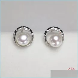 Orecchini di perle naturali a bottone S925 Sterling Sier Stud Gioielli di moda 6-7 mm per le donne Ragazza Regalo di nozze fai da te Drop Delivery 2021 Bdejewelr Dhhky