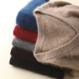 Erkek Sweaters Zocece Kış Kalın Vneck Erkek Kazak Mink Cashmere Sol Sıcak Şık Küleyler Erkek Marka Örme Giysileri için Sıradan Jumper 220928