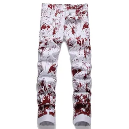 Модные стройные джинсы летняя улица Мужские брюки для печати цветочной печати хлопковые джинсовые брюки в середине виста панталоны Pantalon