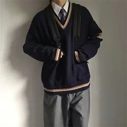 Casal de su￩teres masculinos Casal Casal Autumn's Wool Sweater Loose Coats Student Black Color Pullover Vneck Cardigan Cashmere Knitting 220928