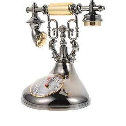 Decorative Objects Figurines Vintage Telephone Clock Retro Globe Antique Violin Home Grandfather Desk Resin Handicraft Office Table 220928