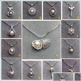 펜던트 목걸이 패션 Freshwater Pearl Necklace Sliver Pendant 12 스타일 여성을위한 흰색 보라색 오렌지 보석 크리스마스 결혼식 Dhogd