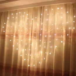 Cordes en forme de coeur LED Fée Chaîne Rideau Lumière 2M 1.5M 124 Leds Saint Valentin Noël Fête De Mariage Fenêtre Guirlande Décor