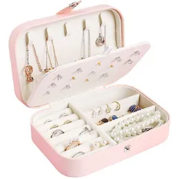 Wielofunkcyjne pudełko na biżuterię prosta dziewczyna kolczyka naszyjnik Pierścień kolczyka pu skórzane pierścienie kolczyki