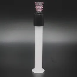 Rauchpfeifen, Glas, stumpfes, ausgestelltes Mundstück, weiße und rosafarbene Mini-Handpfeife, ähnlich wie Streamroll One Hitter