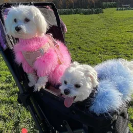 Odzież psa pióra miękkie ubrania dla zwierząt domowych zimowy sweter luksusowy projektant puppy kostium chihuahua dostarcza suministros para perros