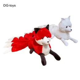 Plush Dolls Fairy Figure Nine Tails Plush Toys Stuffed Animal Nine-Tailed Red Kitsune Dolls Creative Gift Lifelike Animals Decor Toy 220927