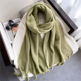 Bufandas Bufanda de invierno Mujer Cachemira Cálida Pashmina Sólido Bufandas femeninas Abrigos Grueso Suave