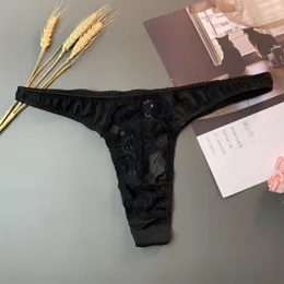 MUITAS MEN MEN BURILHAS SEXY Sissy bolsa calcinha malha pura de renda G-string gay lingerie lingerie moda calça de fundo