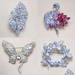 Jóias Configurações de pérolas pérolas pinos de broches de animais para mulheres meninas de uso duplo zircon presente de jóias de jóias de moda Dh5pk