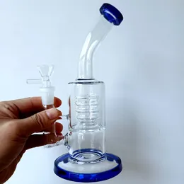 8.5 inch Blue Glass Water Bong Hookahs Spring Tube Perc Female 14mm Oil Dab Rigs Shisha for Smoking