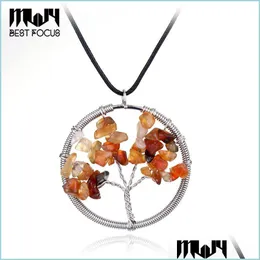 Colares pendentes Chakra Tree of Life Colar Pingente Sier colocou Crystal Natural Women Women Christmas Greet Drop Deliver