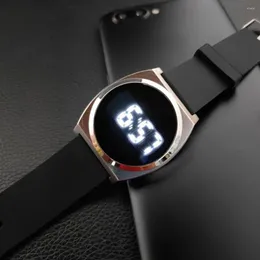 손목 시계 캐주얼 LED 시계 터치 스크린 시계 남성 디지털 스포츠 실리콘 밴드 전자 릴로프 hombre