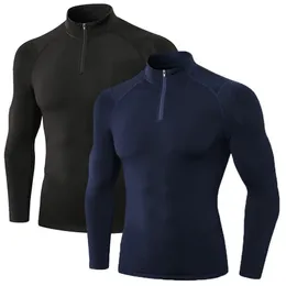 Men's Thermal Underwear Male Quarter Zip Pullover Mens Thermal Compression Shirt Workout Sports Tops Long Sleeve with Fleece Lined 1 or 2 Pack 220927