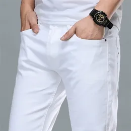 Mens Jeans White Denim Trousers Men Baggy Slim Fit Pants Classic Jean Homme Spijkerbroeken Heren Biker High Quality Soft Fashion 220928