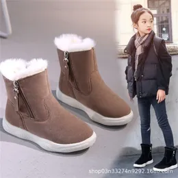 أحذية الشتاء السميك مقاوم للماء مضاد للانزلاق من القطن الفتيات الثلوج أحذية الفراء الدافئة للأطفال أحذية كاحل الكاحل 220927