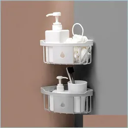 Bathroom Storage Organization Plastic Corner Rack Wall Organizer Shower Shelf Household Items Suction Soap Holder Drop Delivery 2021 Dhgje