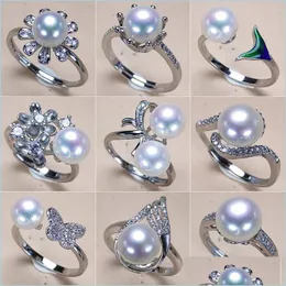 Solitaire Ring Ring Pearl Ring 5-8mm inclate DIY 18 أنماط قابلة للتعديل حلقات زفاف زفاف هدية عيد الميلاد الأزياء المجوهرات تسليم 2021 C DHD7F