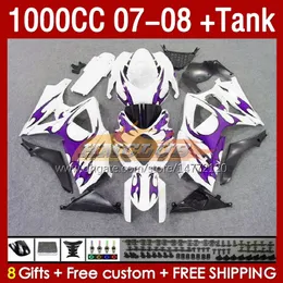 Fairings Kit Tank for Suzuki GSXR1000CC GSXR-1000 K7 GSXR 1000 CC 07-08 Podywork 158no.127 1000CC GSXR1000 2007 2008 Body GSX-R1000 GSX R1000 07 08 FAIRING FLAMES PRUPLE