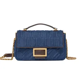 Evening Bags Mini Denim Armpit Bag Flap Messenger Purse Blue Chain Crossbody Shoulder Handbag Canvas Bottom Hardware Letters Buckle Lady Plain Clutch