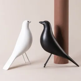 Objetos decorativos Figuras em casa Móveis de escultura de madeira decoração pássaro Bird Black Creative 220928