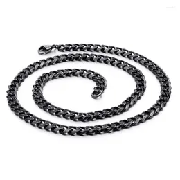 Catene 5/8MM Vintage Curb Collana a catena a maglia cubana Girocollo per uomo Punk Hiphop Collane per bici da uomo in acciaio inossidabile nero Gioielli