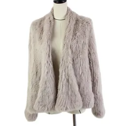 女性の毛皮のフェイクニットラビットファージャケットポピュプラーファッション冬の女性のためのharppihop 220927