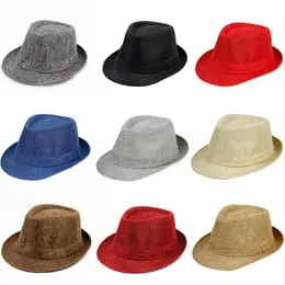 Джазовая шляпа Panamian Top Hats Cotton Linen British Sun Hat для мужчин Женщины лето трилби Федора Кэпки Панама Бич -стрит Кеп