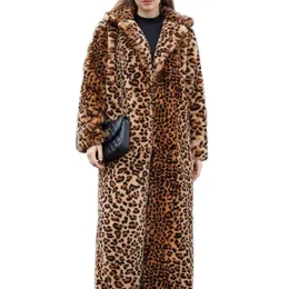 Futro kobiet Faux Zadorin High Street Leopard Print Long Płaszcz Puszysta kurtka dla kobiet Zimowe Rów Rówki Pluszowe kurtki 220927