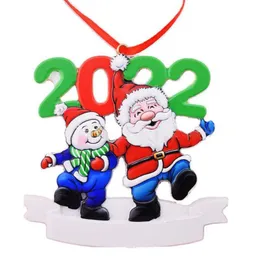 2022 Juldekorationshartshänge DIY Handskrivet namn Santa Claus Snowman Christmas Tree Ornament 6 Styles DHL