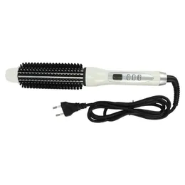 Hair Curlers Straighteners 32Mm Eu Plug Professional Ceramic Hair Curler Straightener Hot Heat Comb Electric Lcd Hair Brush Curling Comb Round Large T220916